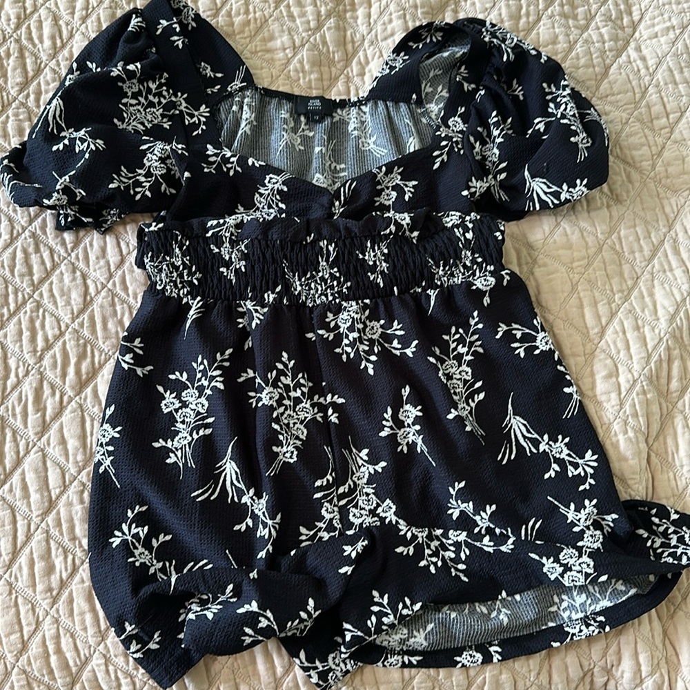 River Island Black and White Floral Romper